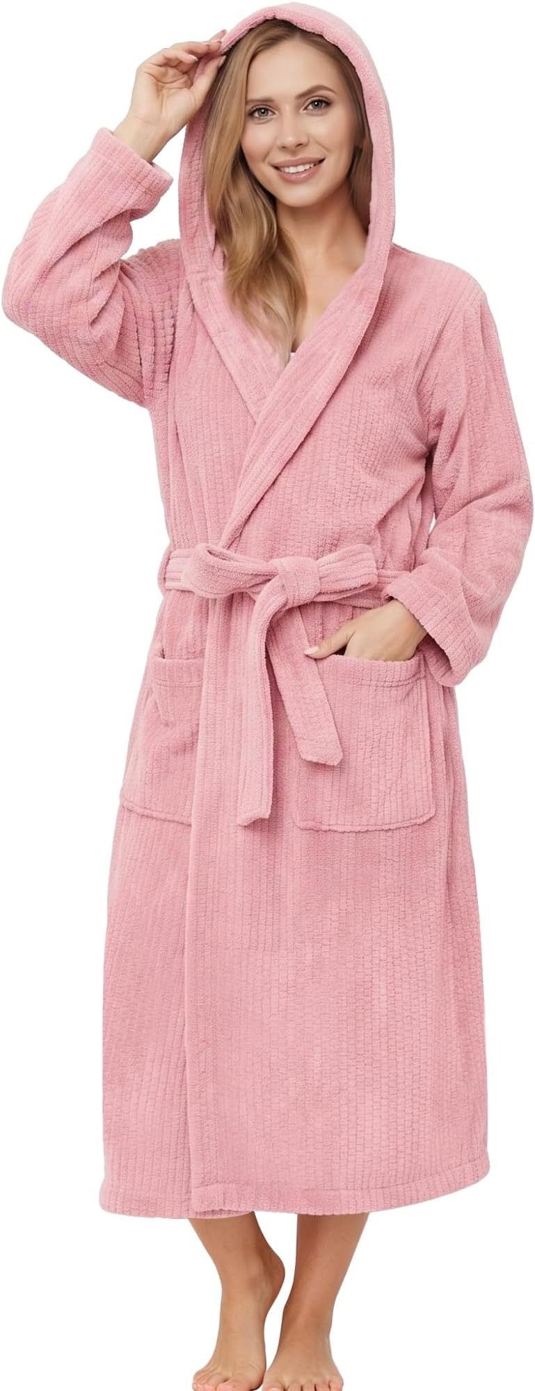 Hooded Bathrobes for Women, Soft Long Towel Robes for Women - Quick Dry yet Warm