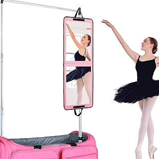 LPHUMEX Portable Pink Mirror Full Length for Dance, 33x13 Inch Hanging Mirror for Dance