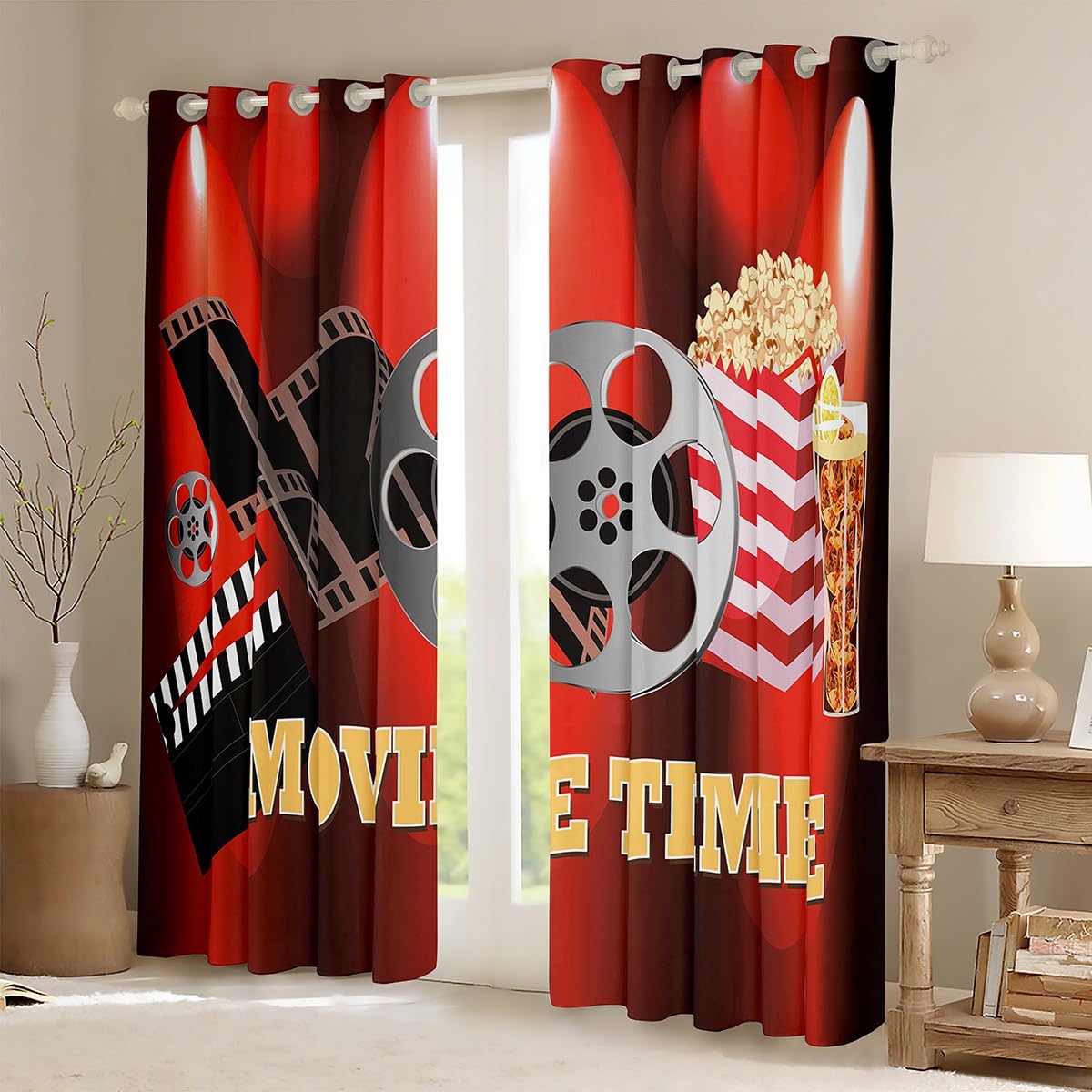 Tende oscuranti per camera da letto, soggiorno, sala cinematografica, tende oscuranti per cinema, tende oscuranti per finestre con popcorn, 167 x 183 cm (larghezza x lunghezza)