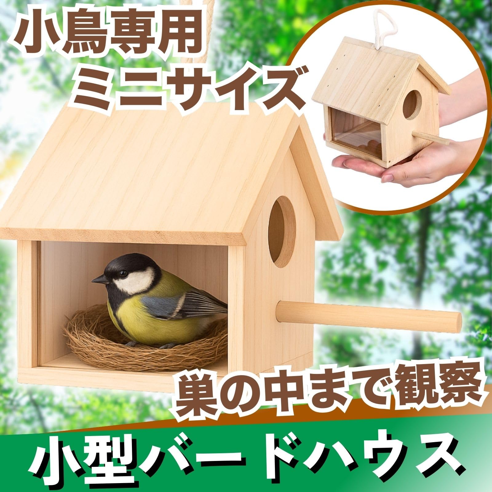 Amazon.co.jp: CHASO 野鳥の巣箱 ミニ 小型 小鳥用 鳥の巣 鳥小屋