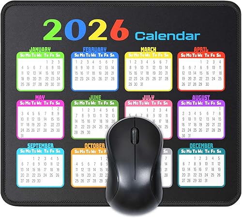 Miniatura 10 de Alfombrilla de mouse con calendario de 9.5 x 7.8 pulgadas, alfombrillas para mouse con bordes cosidos y base de goma antideslizante, accesorios de