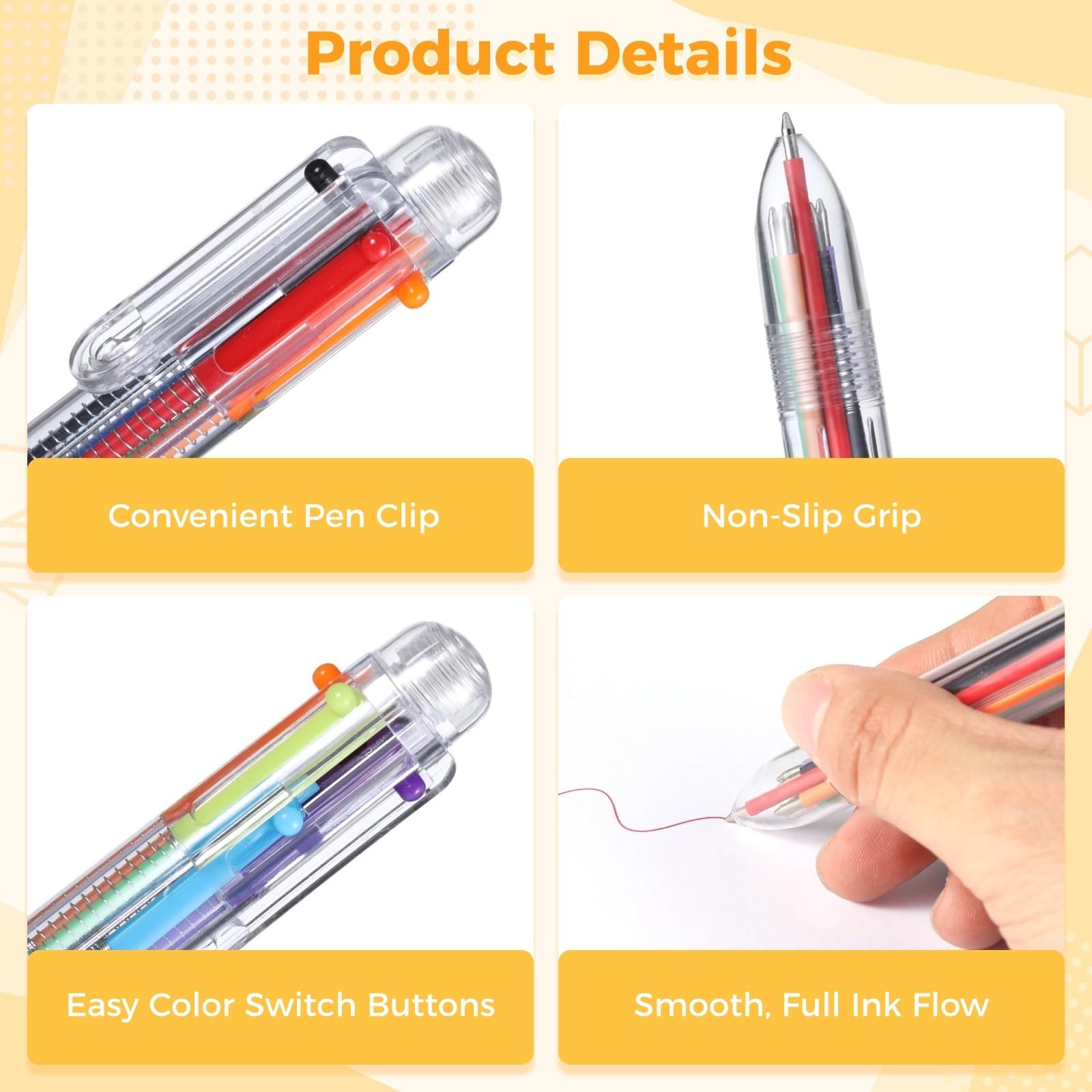 Lot de 60 stylos à bille rétractables de couleur, 0,5 mm, avec clip, pour bureau, école, cadeaux de fête et plus encore