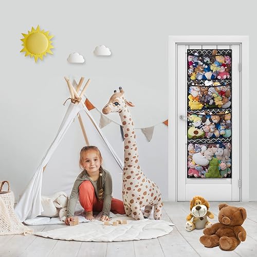 Miniatura 7 de Almacenamiento de animales de peluche organizador de almacenamiento sobre la puerta para armario bebé juguete de peluche soporte de animales de