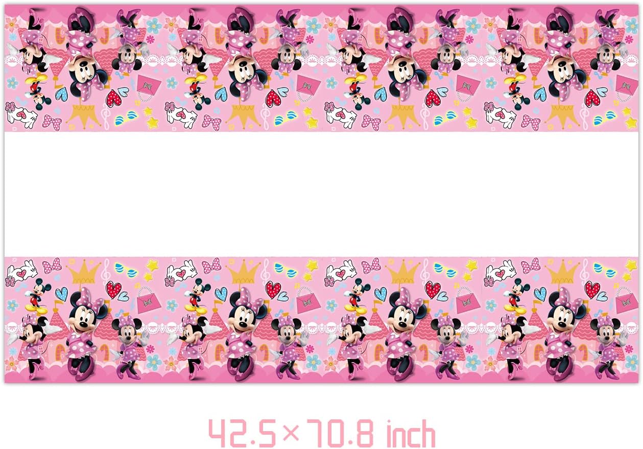2Pack Minnie Tablecloth Disposable Tablecover Birthday Party Supplies and Decorations for Kid Boy Baby Shower Minnie Tables 70"X42" - Image 4