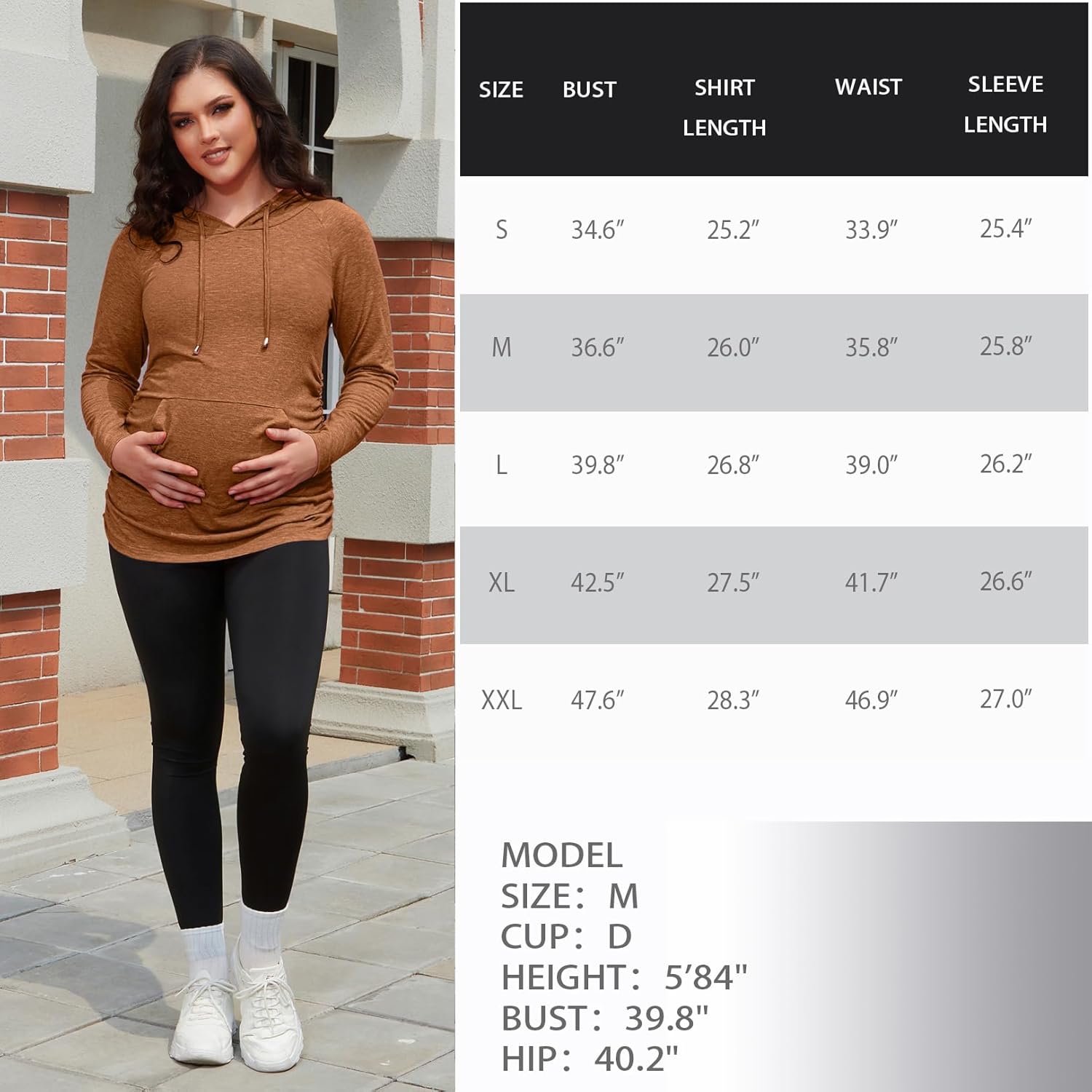 GINKANA Maternity Hoodie Long Sleeves Shirts Casual Maternity Top Pregnancy Sweatshirt Casual Clothes - Image 7