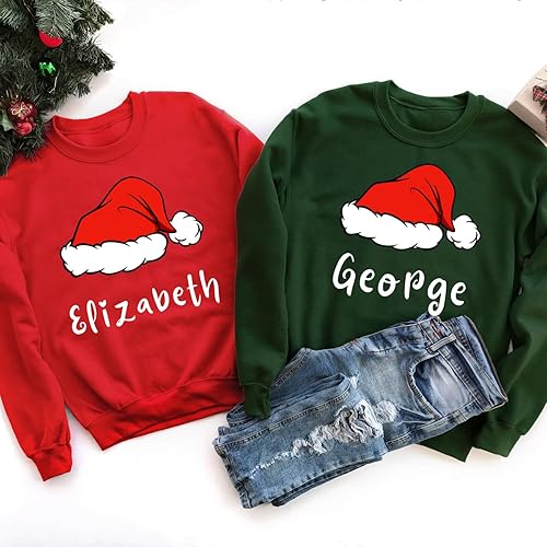 Custom Name Matching Family Christmas Sweatshirts, Personalized Christmas Sweatshirt, Custom Family Sweathirts, Holiday Couple Sweaters