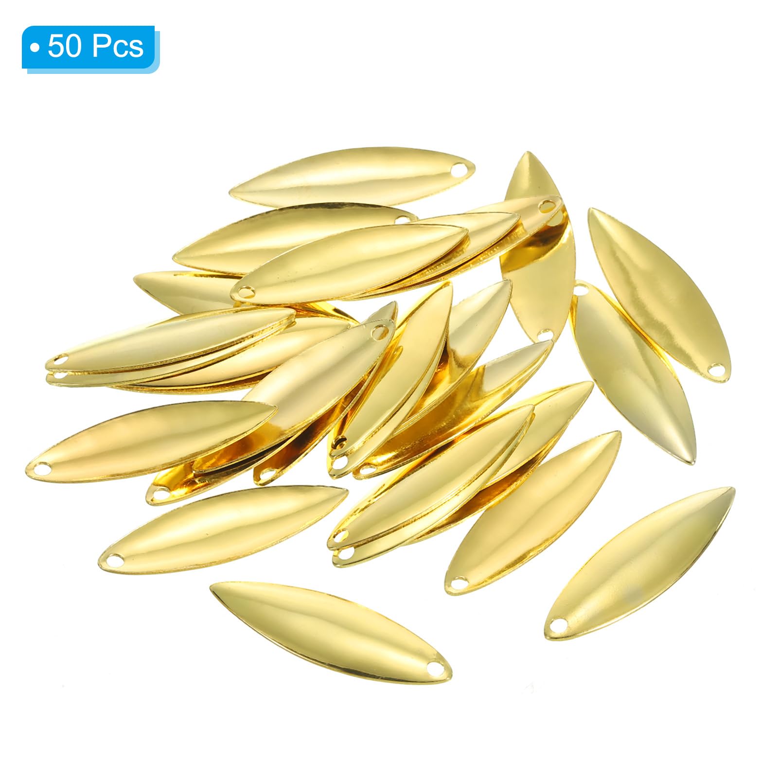 PATIKIL Fishing Lure Blades 1.3x0.4",50 Pack Willowleaf Lure Making for DIY Bait, Golden - Image 3