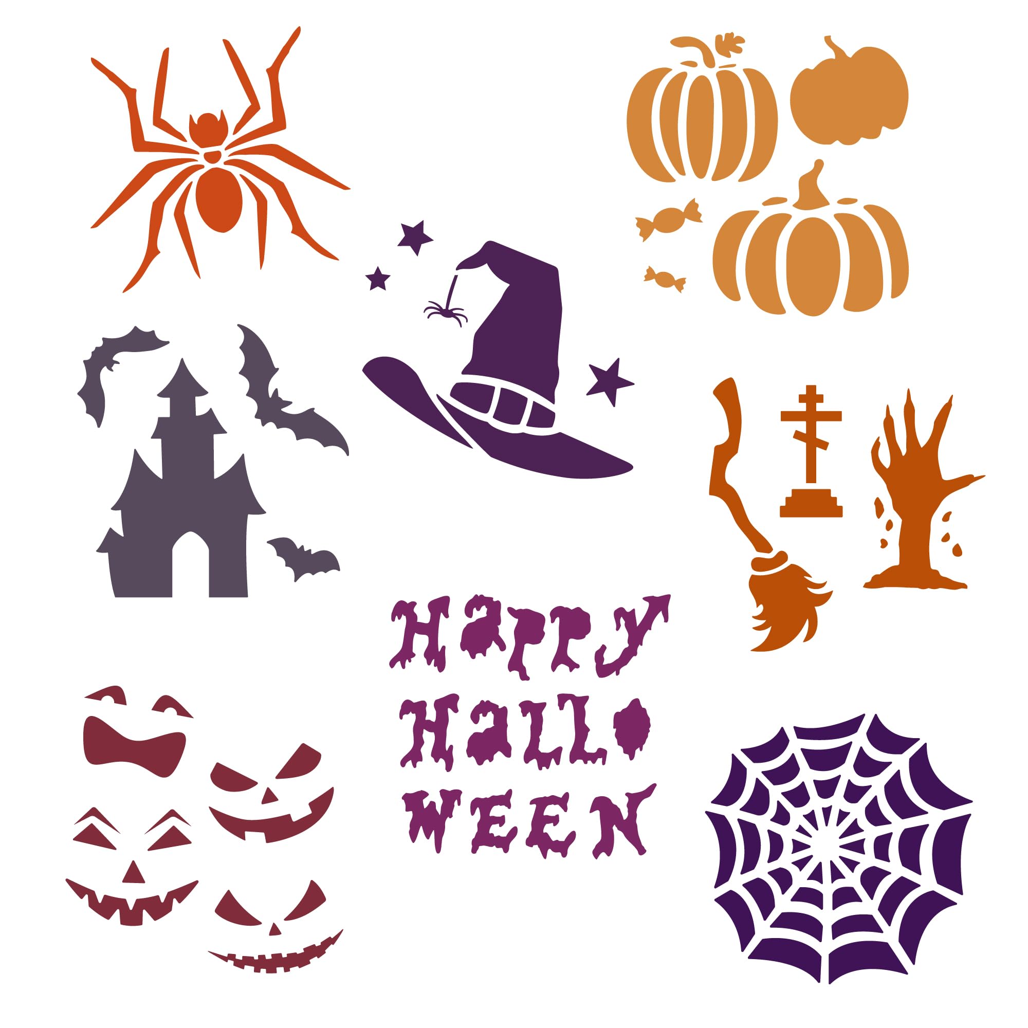 NAKLEO Painting Stencils for Kids 8 Pcs Set 15x15cm Halloween, Children Creative Drawing Templates Plastic and Reusable - Image 4