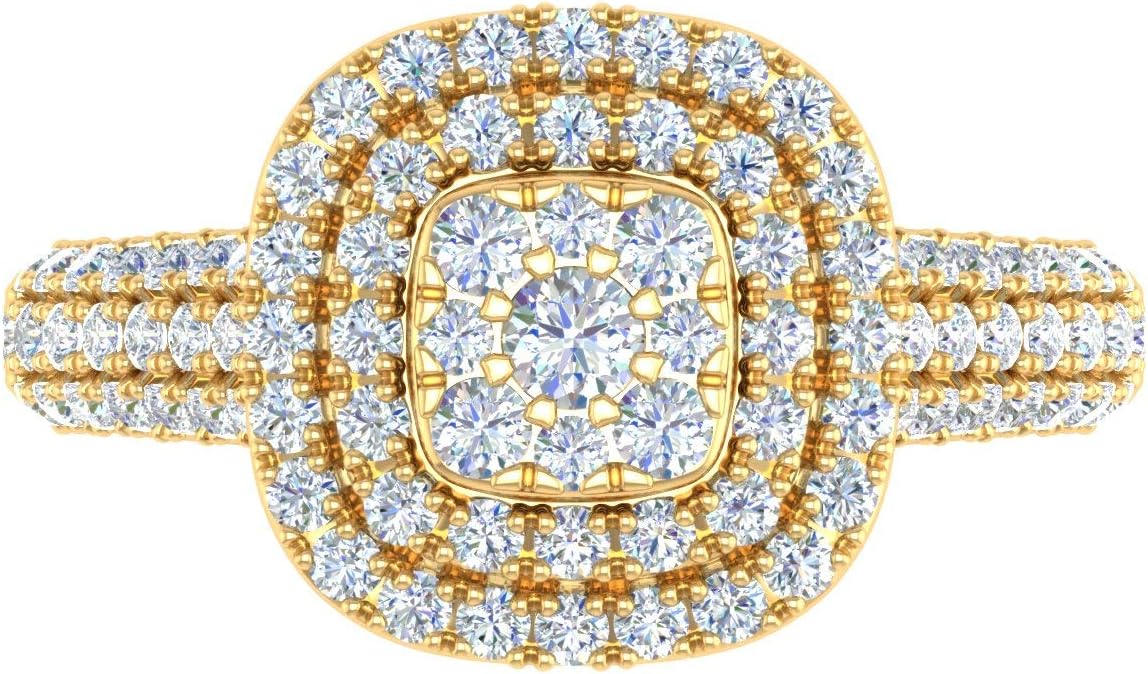 1 Carat Cushion Shape Halo Diamond Engagement Ring in 14K Solid Gold - IGI Certified