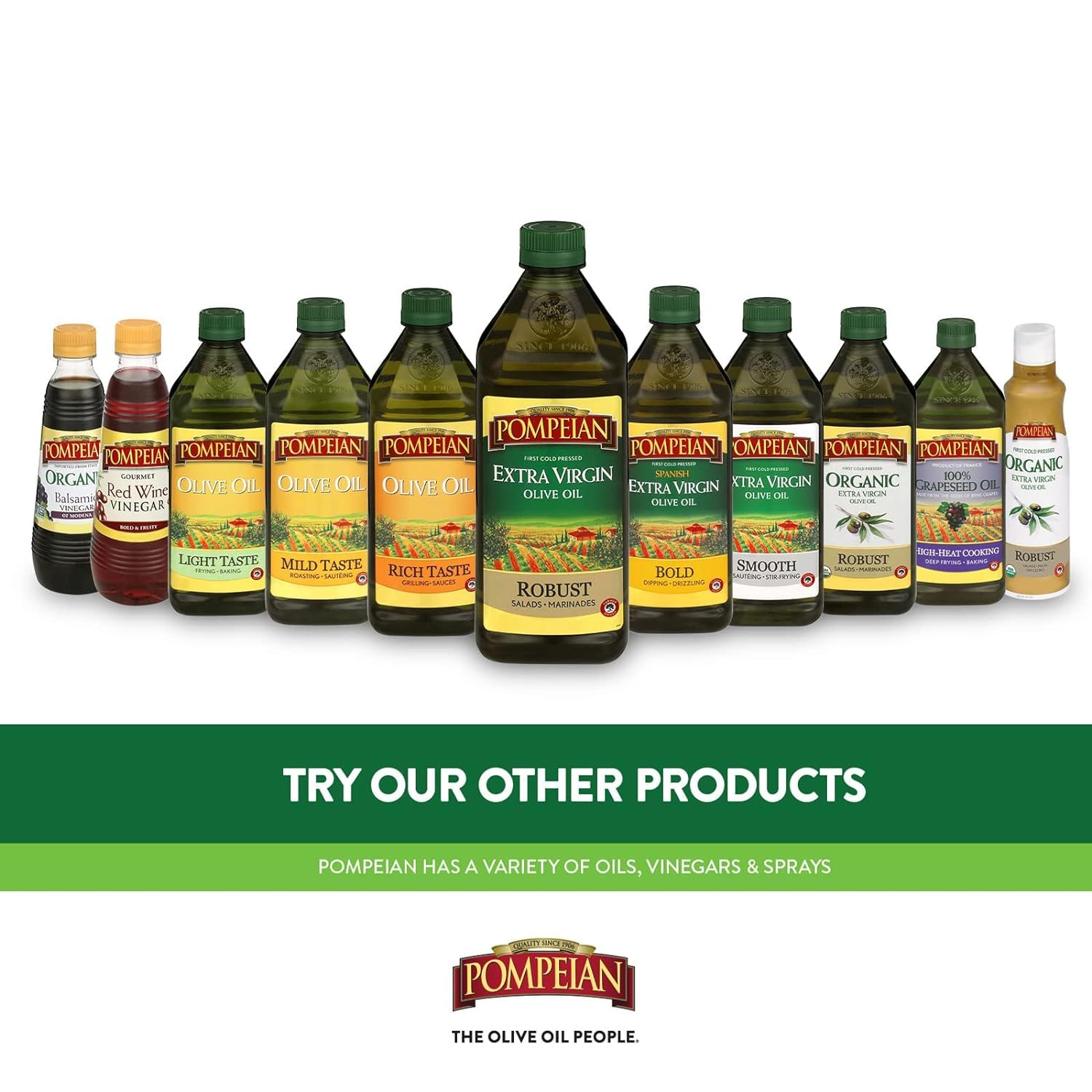 Pompeian Facile à presser, huile d'olive extra vierge robuste, première pression à froid, saveur corsée, sans désordre, parfait pour les vinaigrettes et les marinades, 80 ml, flacon à pression unique