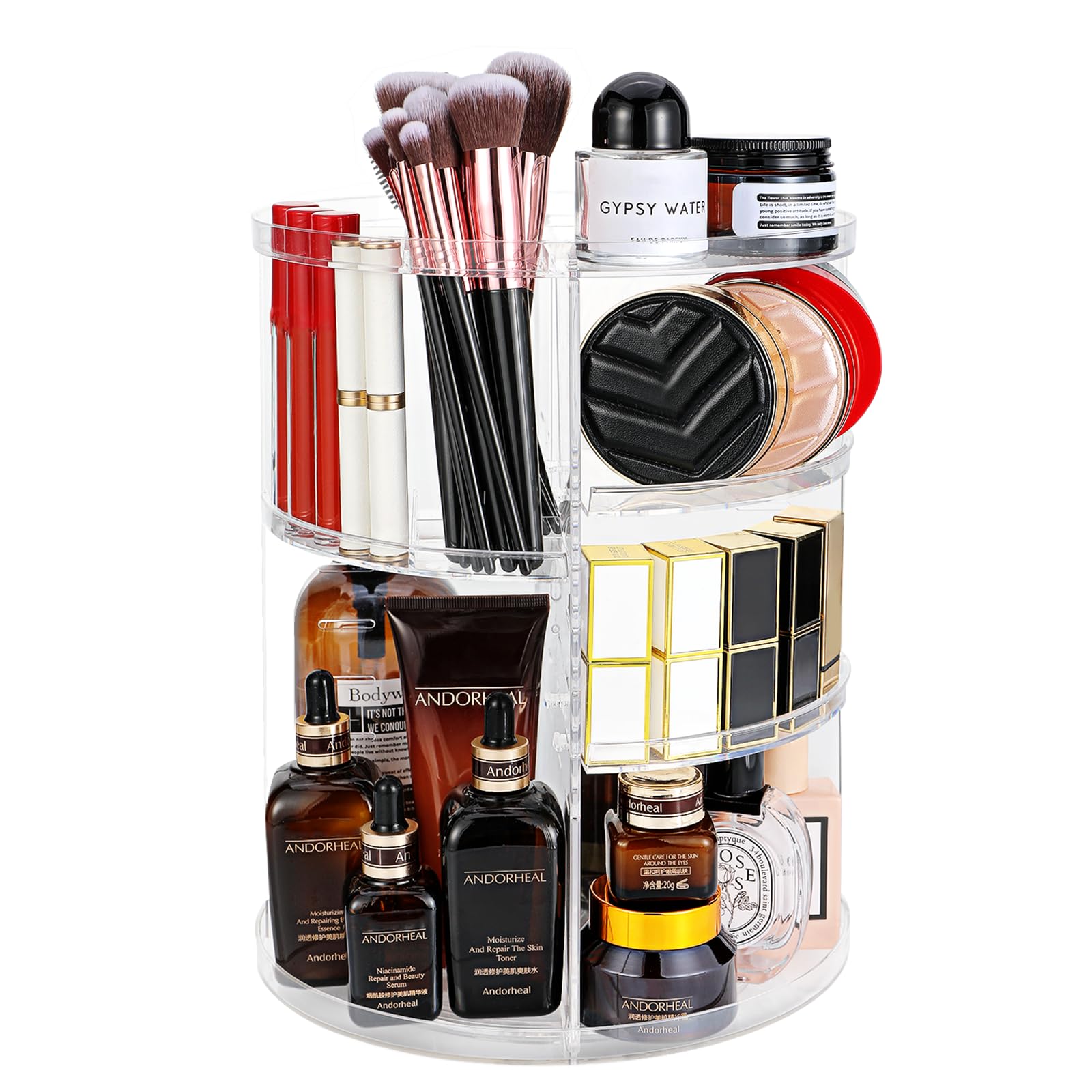 Mkitnvy Organizzatore di Trucco, Rotante a 360°, Make Up Organizer Porta Creme Ripiani Regolabili, Multifunzione pour Profumi Bagno