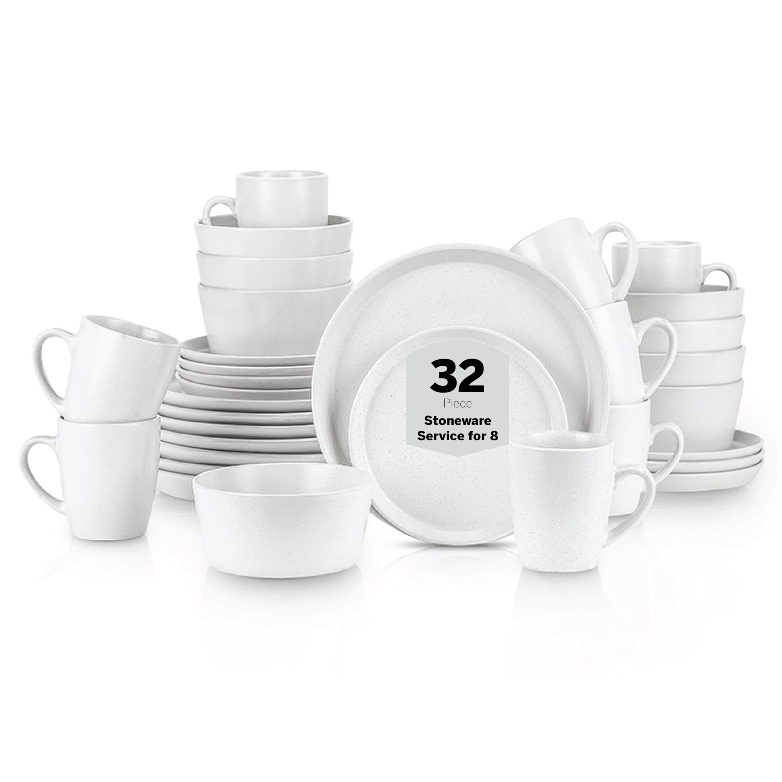 Stone Lain Albie 32-Piece Dinnerware Set Stoneware, White Speckled
