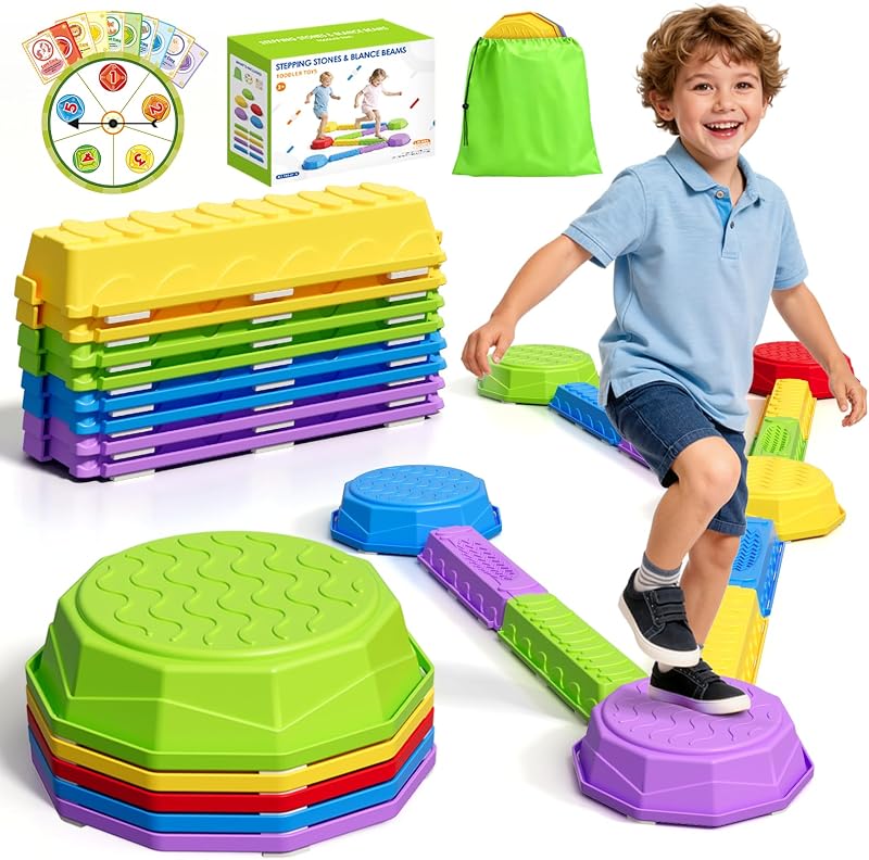 Balance Beams Stepping Stones for Kids 3-5, Obstacle Courses Toys | Child Sensory Toys, Non-slip Jumping Step Stones Balance Beam Indoor & Outdoor Play Games Birthday Gifts for Boys Girls