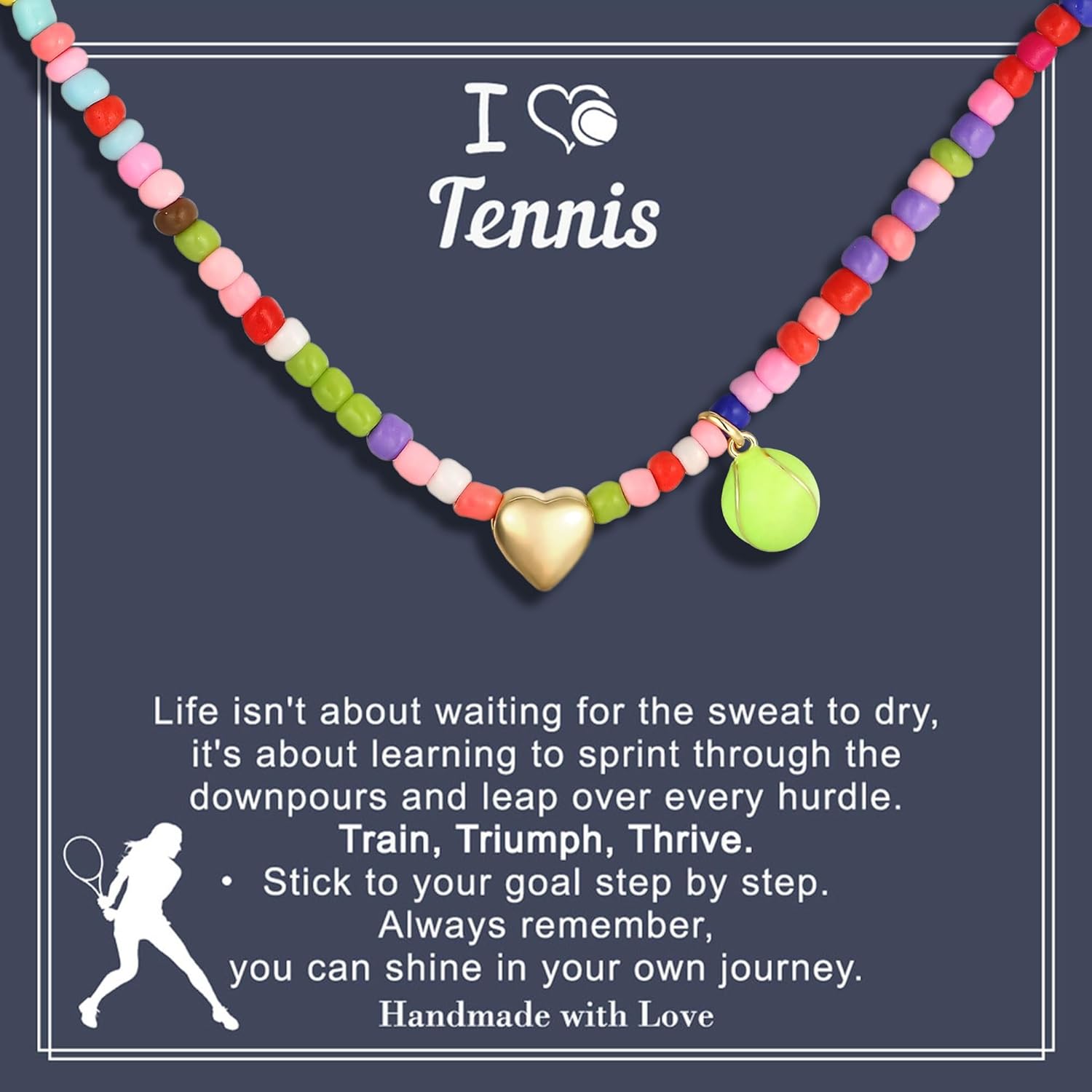 Turandoss Softball/Soccer/Volleyball/Basketball Necklace for Girls Women - Colorful Beaded Dainty Heart Pendant Necklaces for Women Her Kids Personalized Jewelry Gifts - Image 3