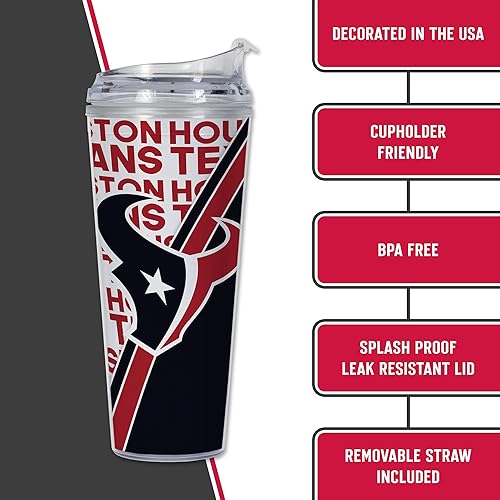 Miniatura 21 de Rico Industries NFL Football - Vaso de acrílico de 24 onzas con tapa con bisagras, vaso de doble pared con licencia oficial para fanáticos de la NFL