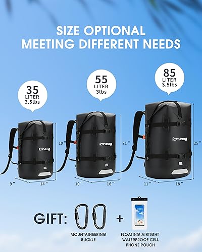 Miniatura 5 de IDRYBAG Mochila impermeable para viajes, kayak, canotaje, natación, embarque flotante de remo - Bolsa seca sumergible 35L55L85L