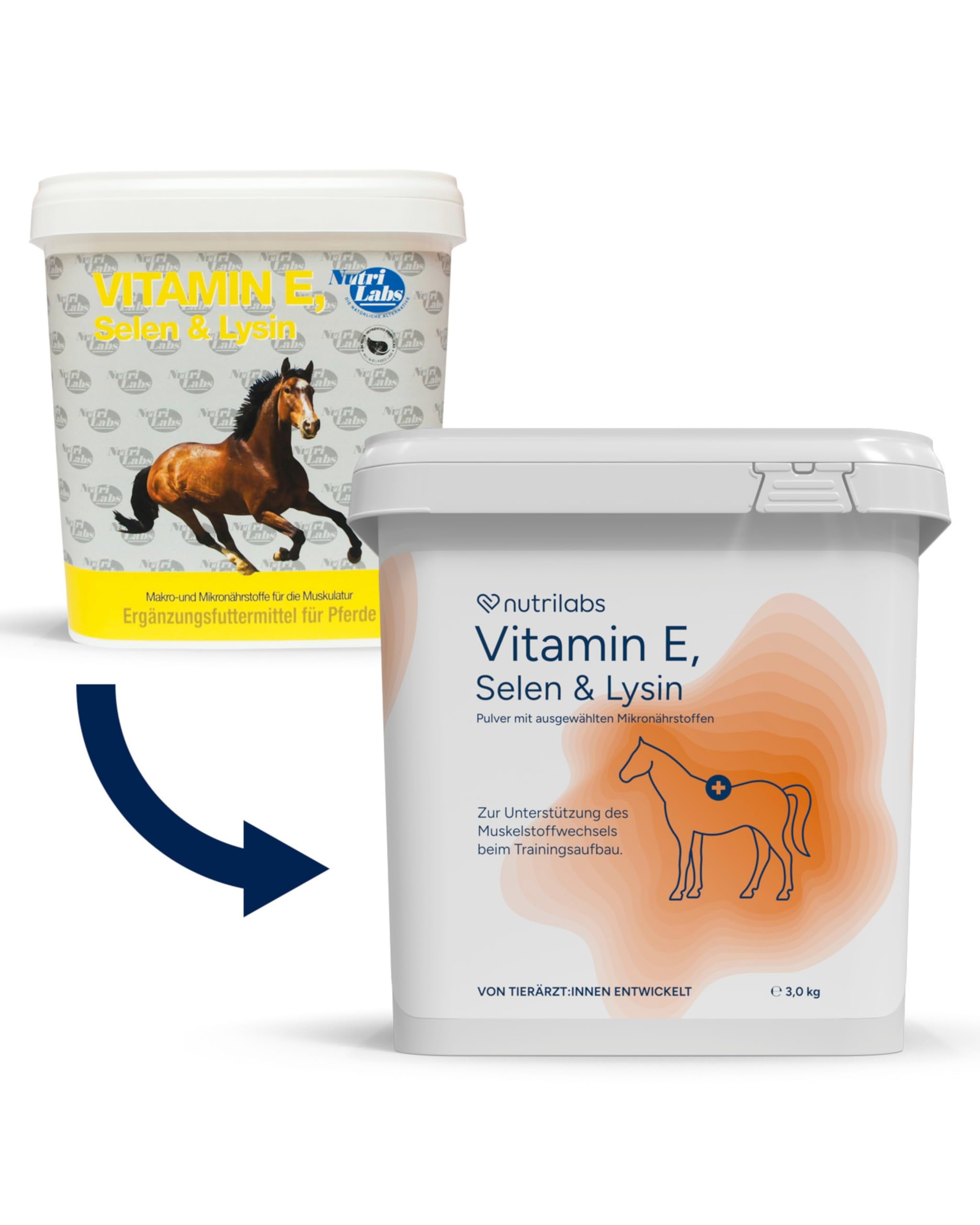 NutriLabs Vitamin E, Selen & Lysin Pulver für Sportpferde 3 kg - Pferdezusatzfutter - Selen für Pferde - Vitamin E Pferd - Sportpferde Nahrungsergänzung - Vitalstoffe für Sportpferde