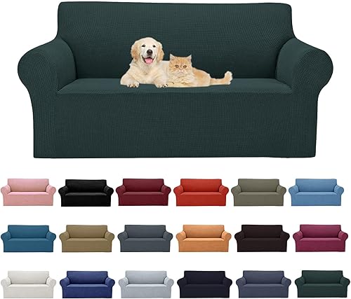 Miniatura 45 de Cupuamon Fundas protectoras para sofá de 4 plazas, elásticas de gran tamaño, con parte inferior elástica de tela jacquard, a cuadros pequeños para