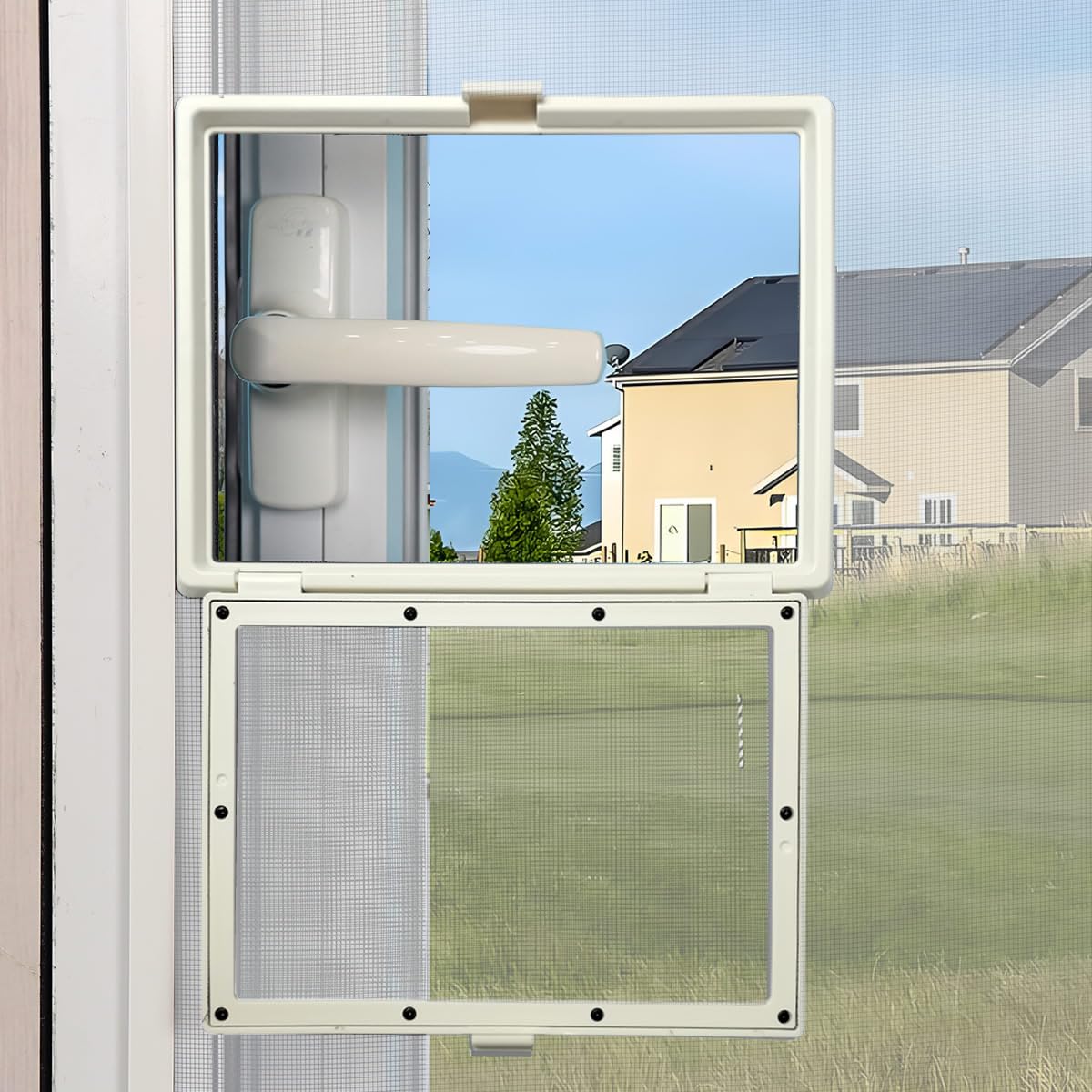 Small Window for Magnetic Window Screen (White-Small Window with White mesh, 8"x6")