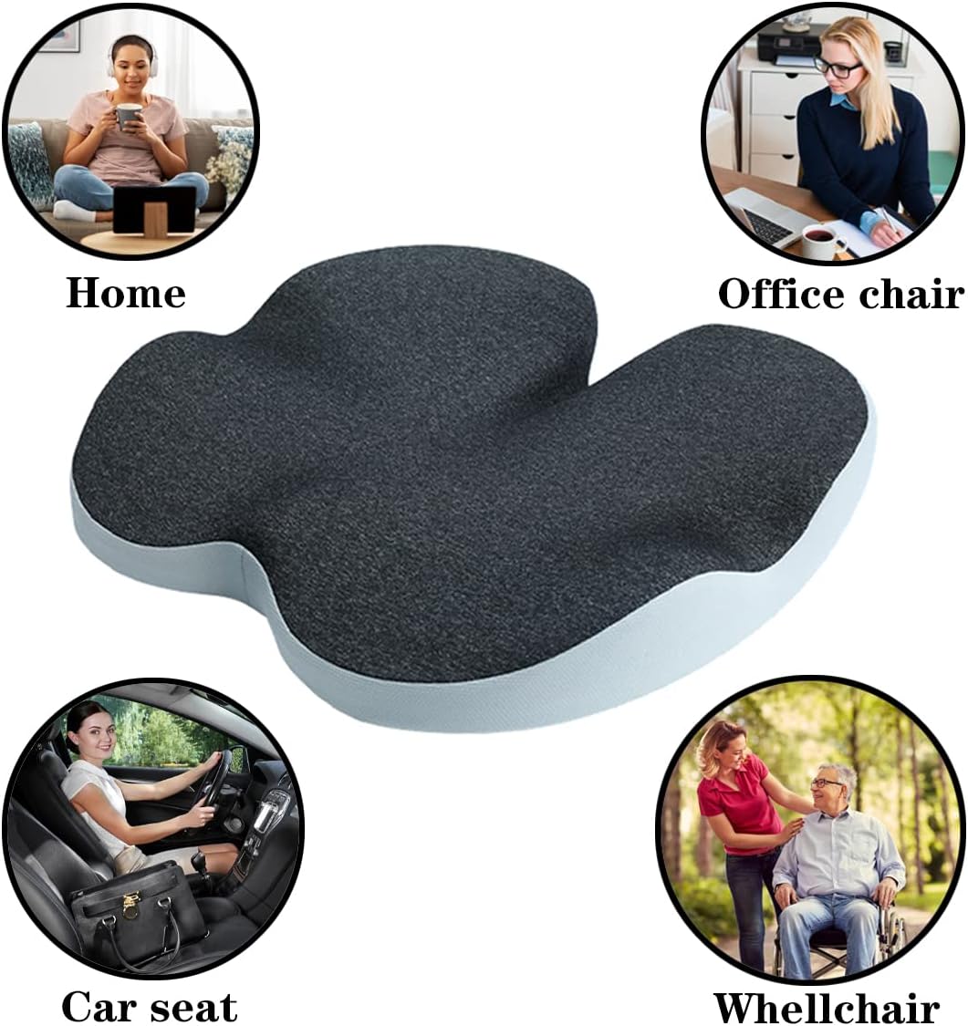 Adult Comfortable Seat Cushion, Non-Slip Orthopedic Office Chair Cushions & Memory Foam Coccyx Cushion Back Pain Relief for Most Office Chairs and Car Seat Driver.,Blue