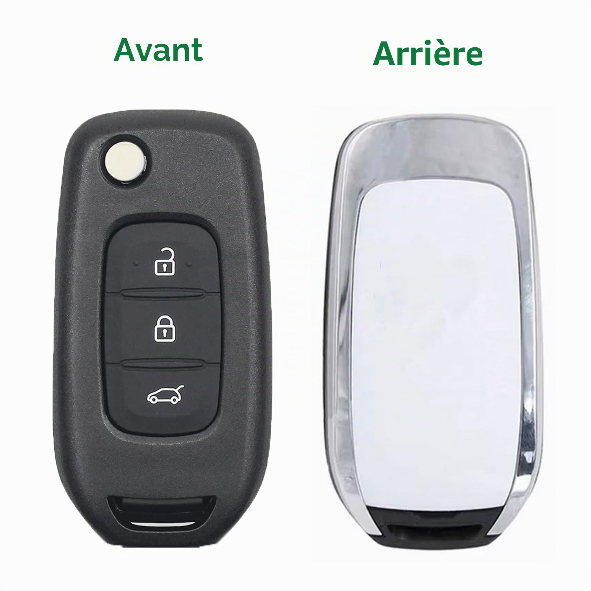 Heart Horse Coque de Clé Télécommande Pliable à 3 Boutons Clé de Rechange Télécommande pour Re Nault Symbol Kadjar Captur Megane 3, Boîtier Clef telecommande avec 433MHz 4A PCF7961MChip VA2 Lame
