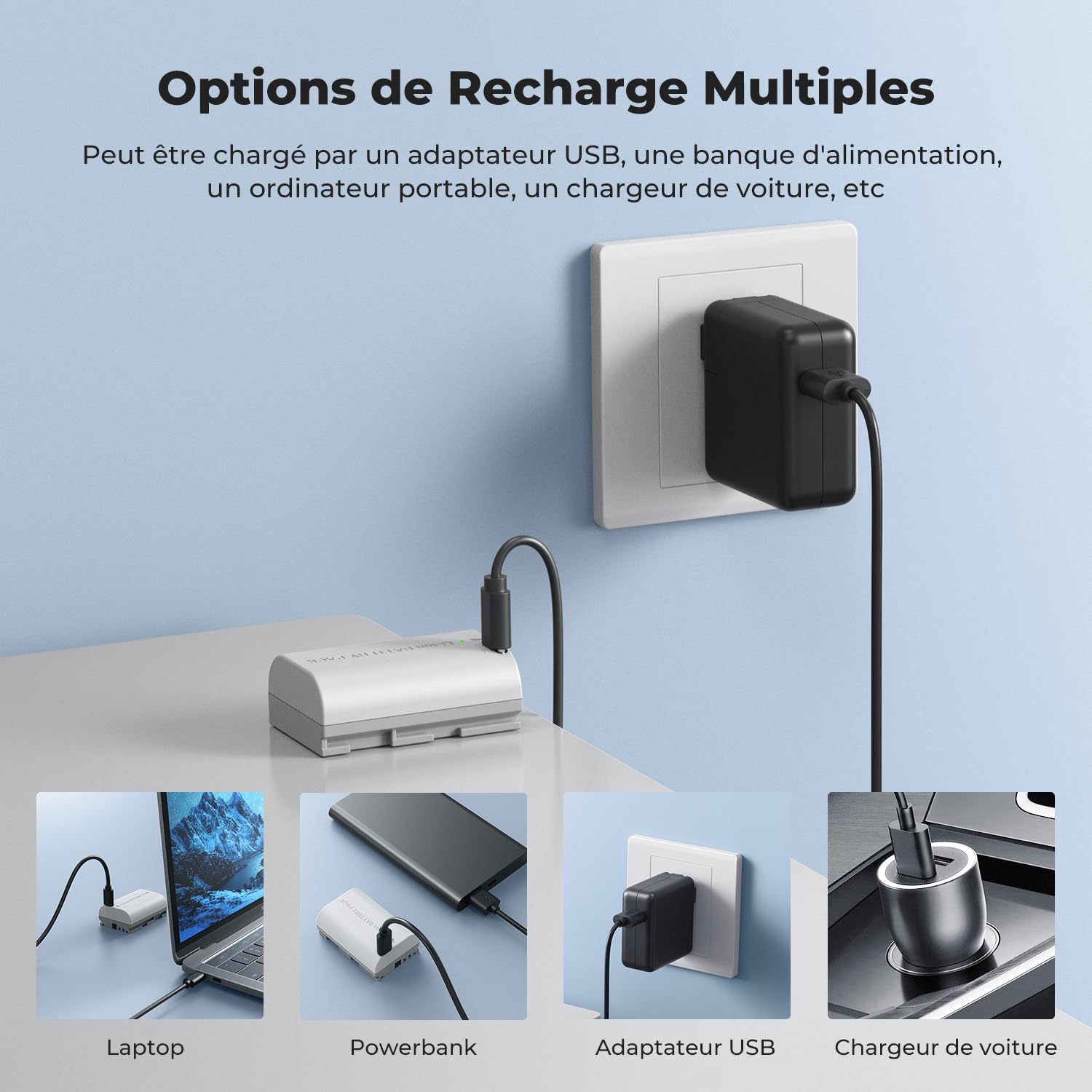 K&F CONCEPT LP-E6NH Batterie de rechange 2600 mAh compatible avec Canon EOS 90D/80D/70D/5D Mark II III IV/5DS SR/6D/6D Mark II/R5 R6 R6 II R7 (2 batteries)