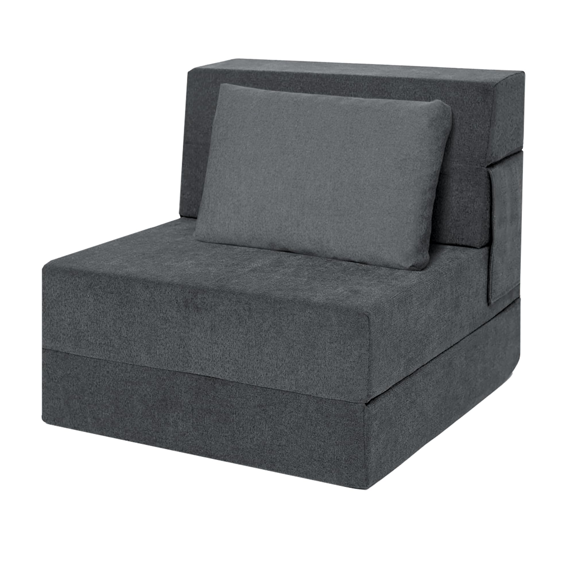 Sofá cama plegable con almohada, silla plegable convertible para cama, colchón de espuma para el suelo, sofá cama plegable para sala de estar, dormitorio, invitados, oficina (gris,