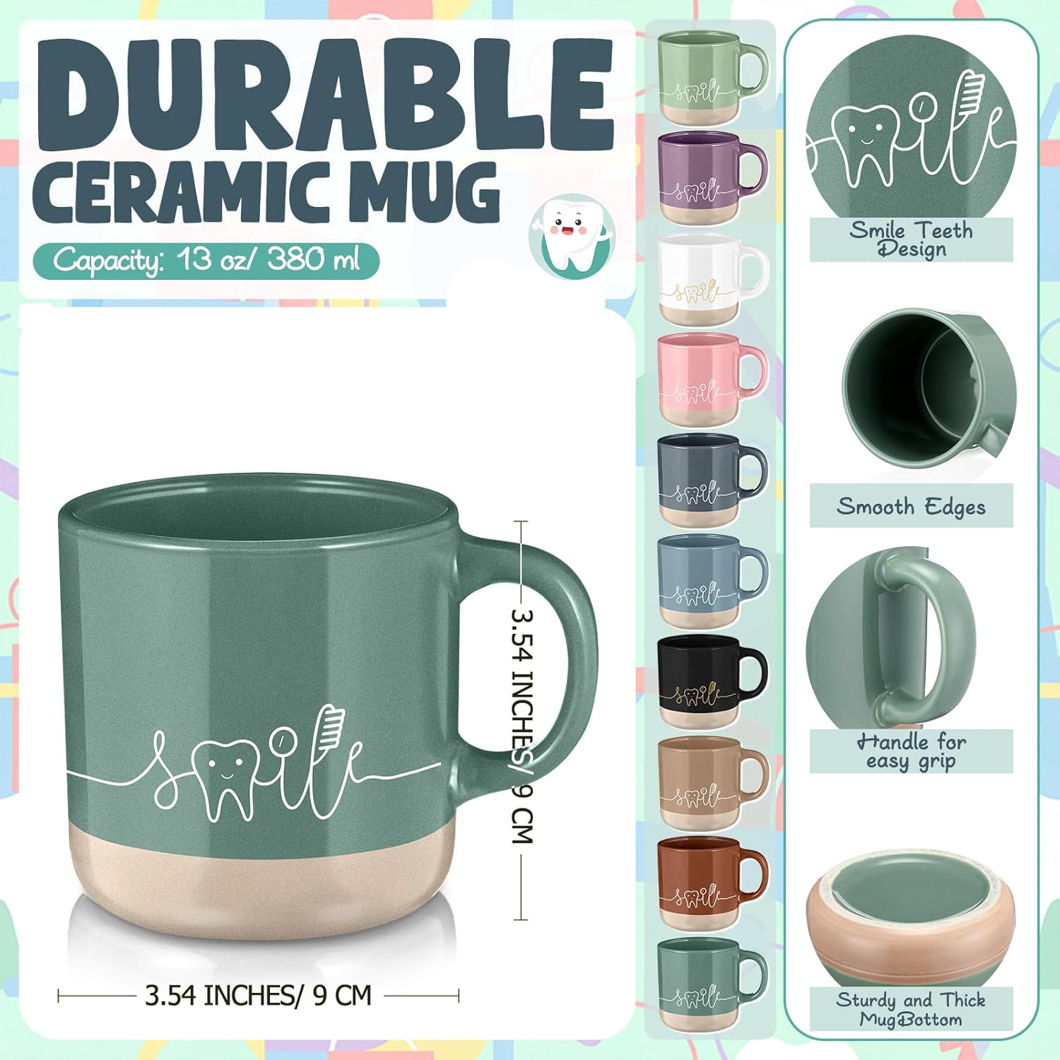 30 Pcs Dental Assistant Week Gifts Bulk Ceramic Coffee Mugs Cosmetic Teeth Makeup Bags Teeth Stress Toy Dentist Dental Hygienist Thank You Gift for Orthodontic Staff Office Team Dentist Day - Image 2