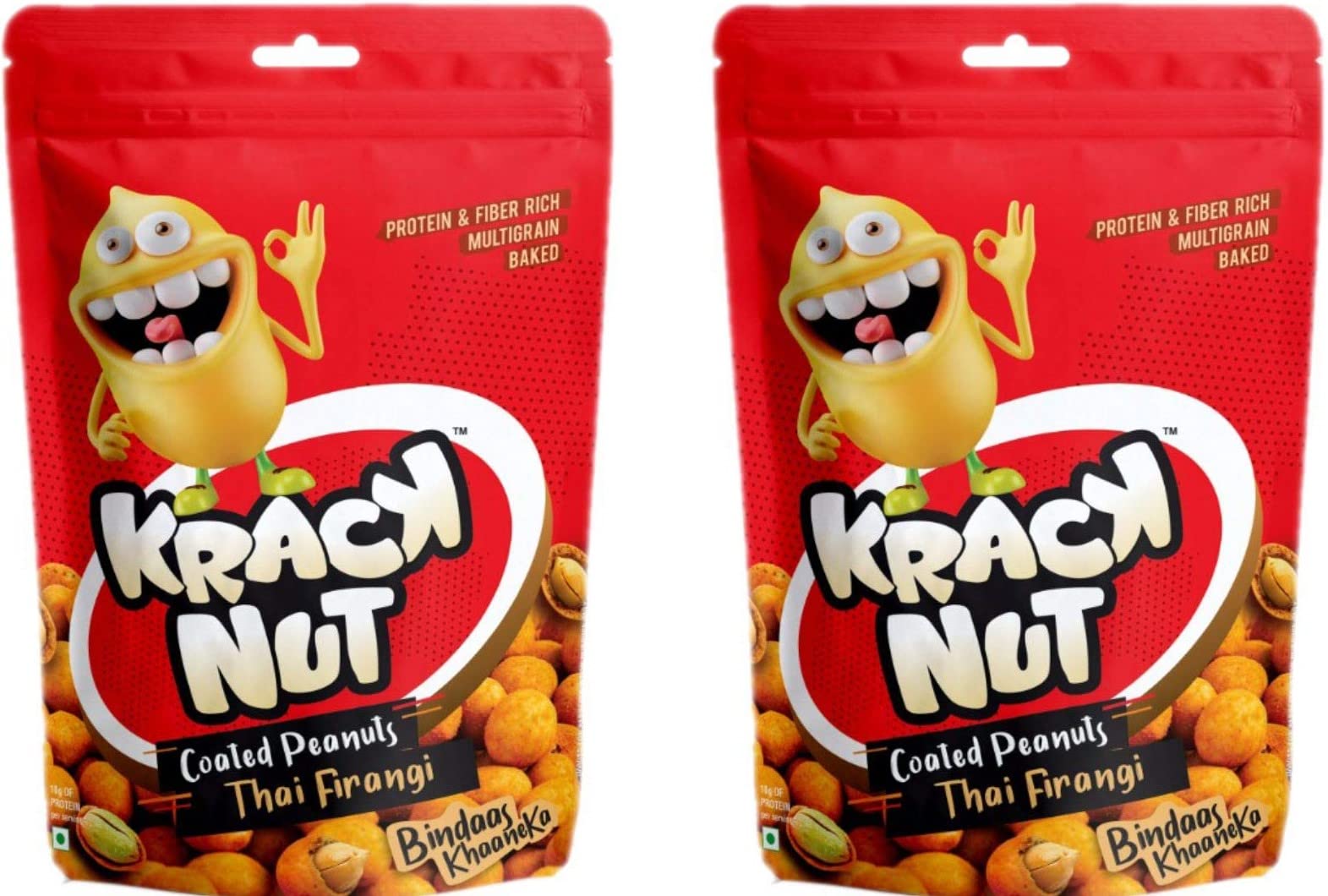 Kracknut Thai Firangi Coated Peanuts | Pack of 2 (160g each) | Baked & Healthy | High Protein Vegan Snack | Thai saucy flavour | Starch Coated (B07WJ4ZFLL) Amazon Price History, Amazon Price Tracker
