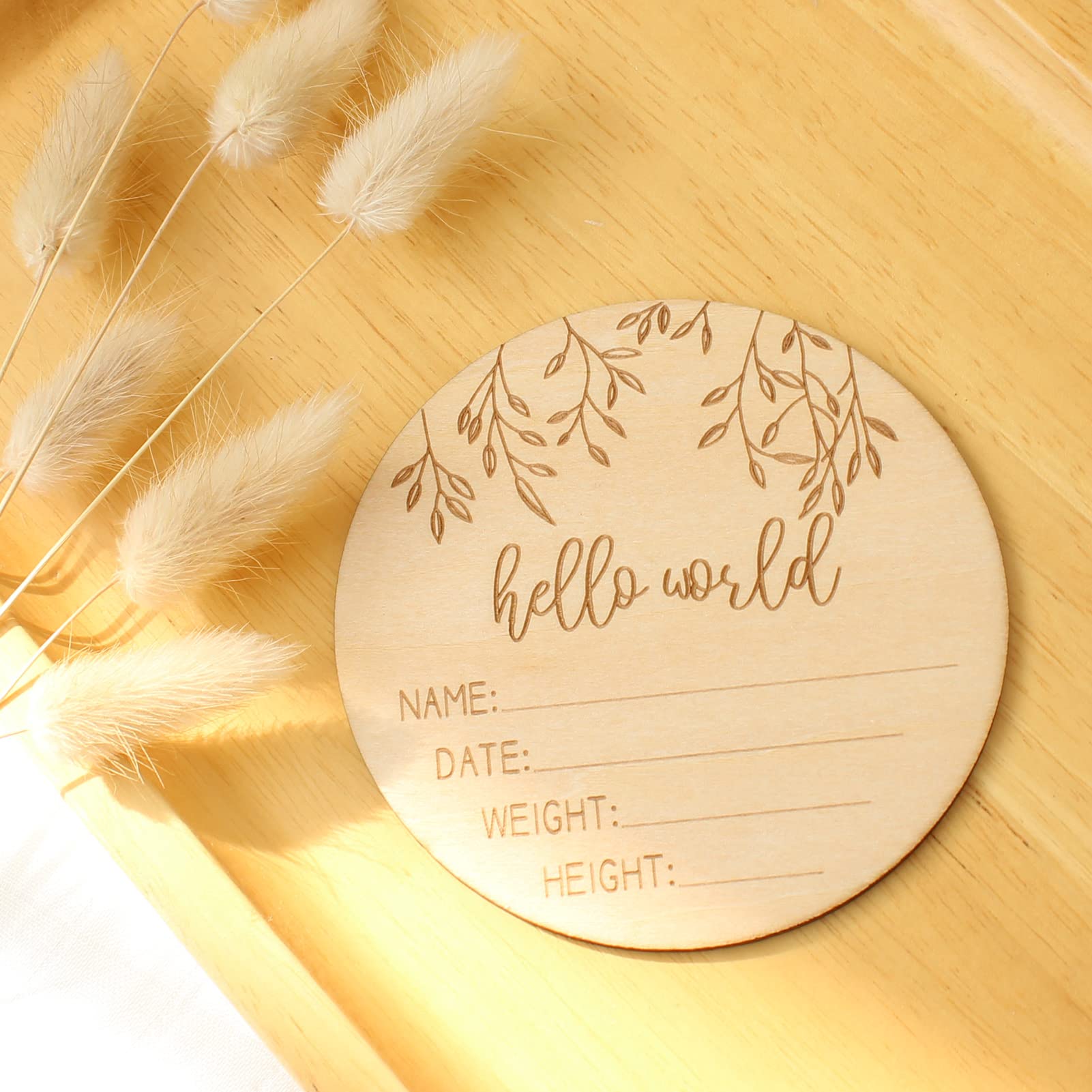 LifeTree Juego de Manta para recién Nacido con Sombrero y Lazo para la Diadema a Juego, Tarjeta de Anuncio de Nacimiento de Madera, Mantas de Muselina para bebés para niños y niñas, patrón de