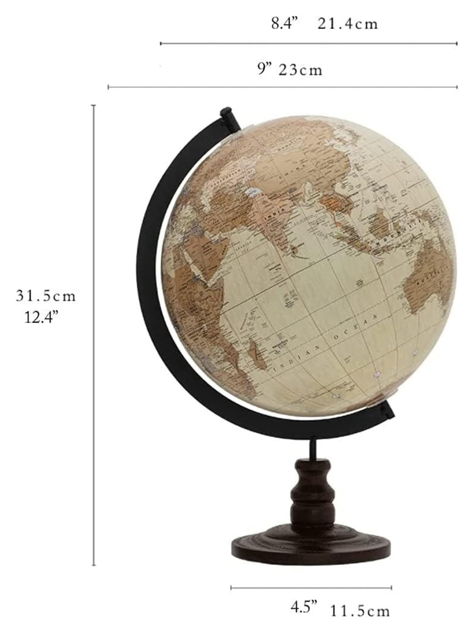 Weltglobus, klassischer neuester Retro-Globus auf Englisch, schwarzer Ozean-Geographie-Globus, Desktop-Globus, Dekoration, handgefertigter Weltglobus, Globus für die Dekoration im