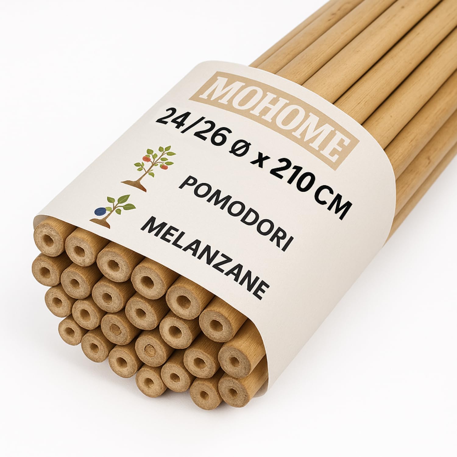 Canne Bambù Giardinaggio Naturali Set 10 Cannette 24/26 Ø x 210 cm Bastoncini Supporto Piante Orto Sostegni Tutore Pali Resistenti Rampicanti Giardino Pomodori Melanzane