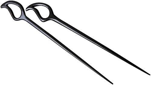 Miniatura 4 de JWL (2) gotas de lluvia de madera de ébano (7.75) pulgadas, palillos para el cabello, horquillas para fotos, estilo hawaiano