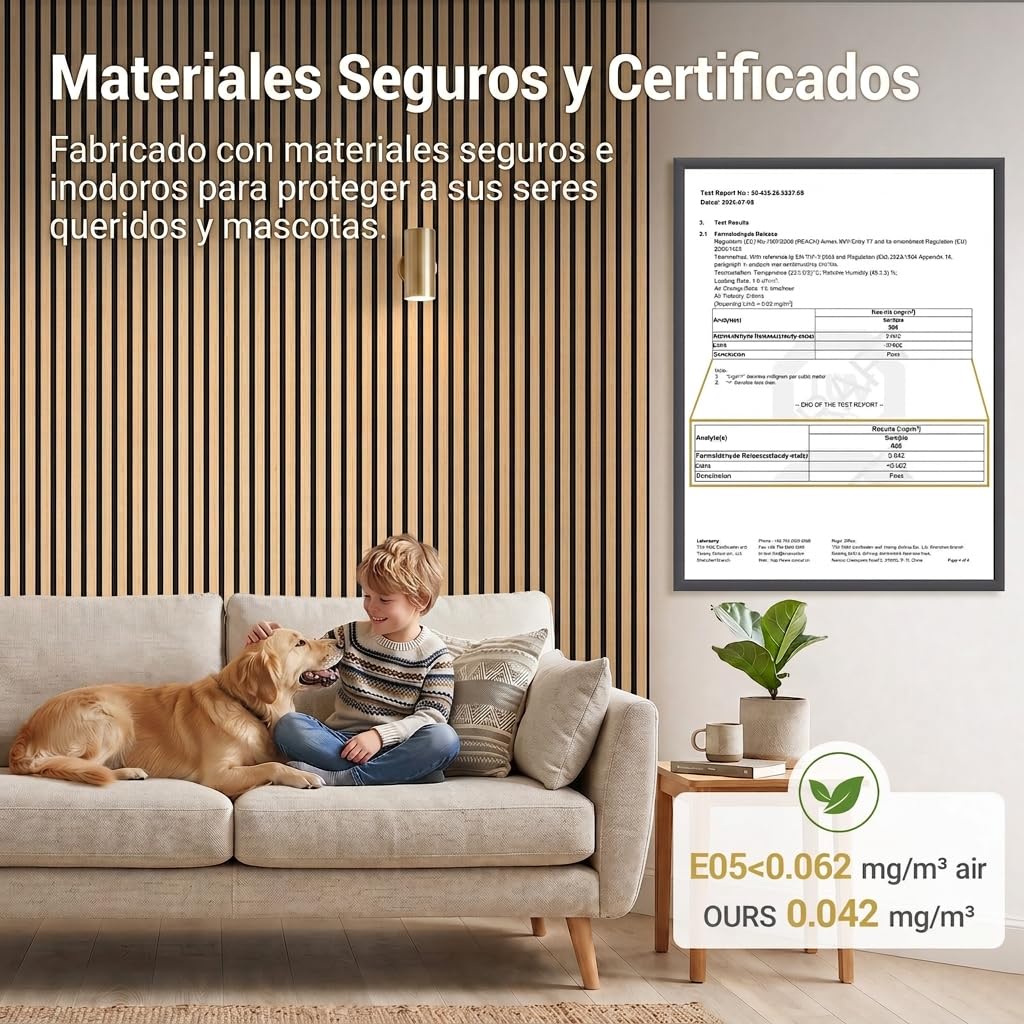 TONOR Paneles acústicos de madera, 10 unidades, 240 x 20 cm, 4,8 m², paneles de pared de madera para insonorización, decoración de pared de láminas de madera, aislamiento acústico, para estudio, salón