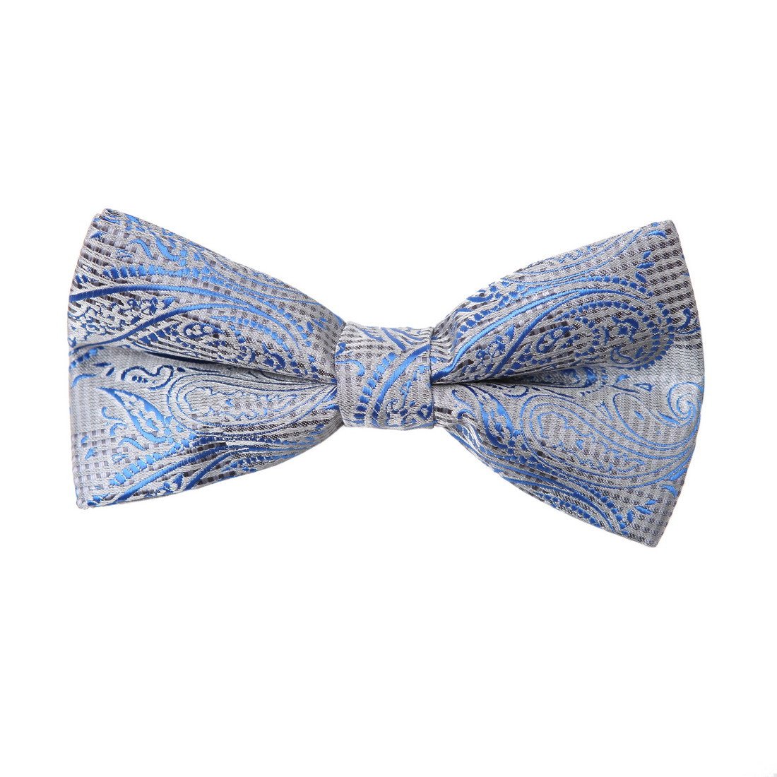 Dan Smith Bowtie For Mens Gray Pre-Tied Bow Ties Polyster Cotton Paisley 25.6