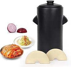 Fermentation Crock with Weights Ceramic Sauerkraut Crock with Fermention Weights and Lid - Works Well as Onggi Kimchi Pot, Pickling Crock or Sourdough Crock-0.8 Gallon