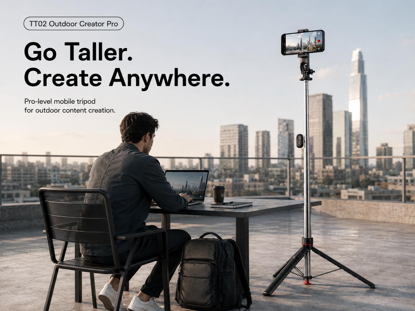 TT02 - Trípode extensible para selfie de 70 pulgadas con control remoto magnético, soporte de viaje alto para iPhone Android, trípode portátil para cámara, vlog, grabación de video