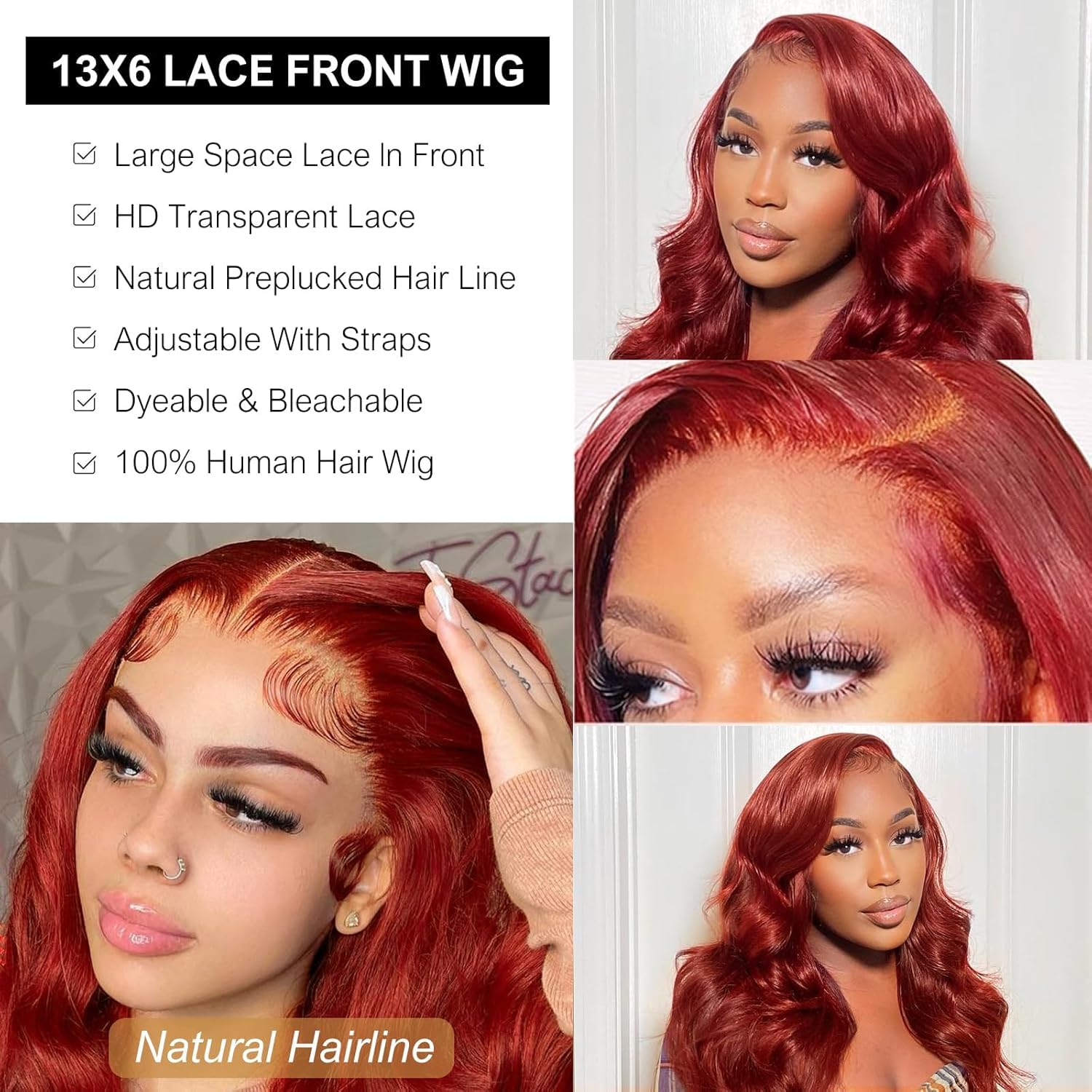 Beluck Reddish Brown 13x6 Lace Front Wigs Human Hair 180 Density 99j Burgundy Hd Lace Front Wigs Human Hair Pre Plucked Glueless Body Wave Frontal Wigs 34 Inch
