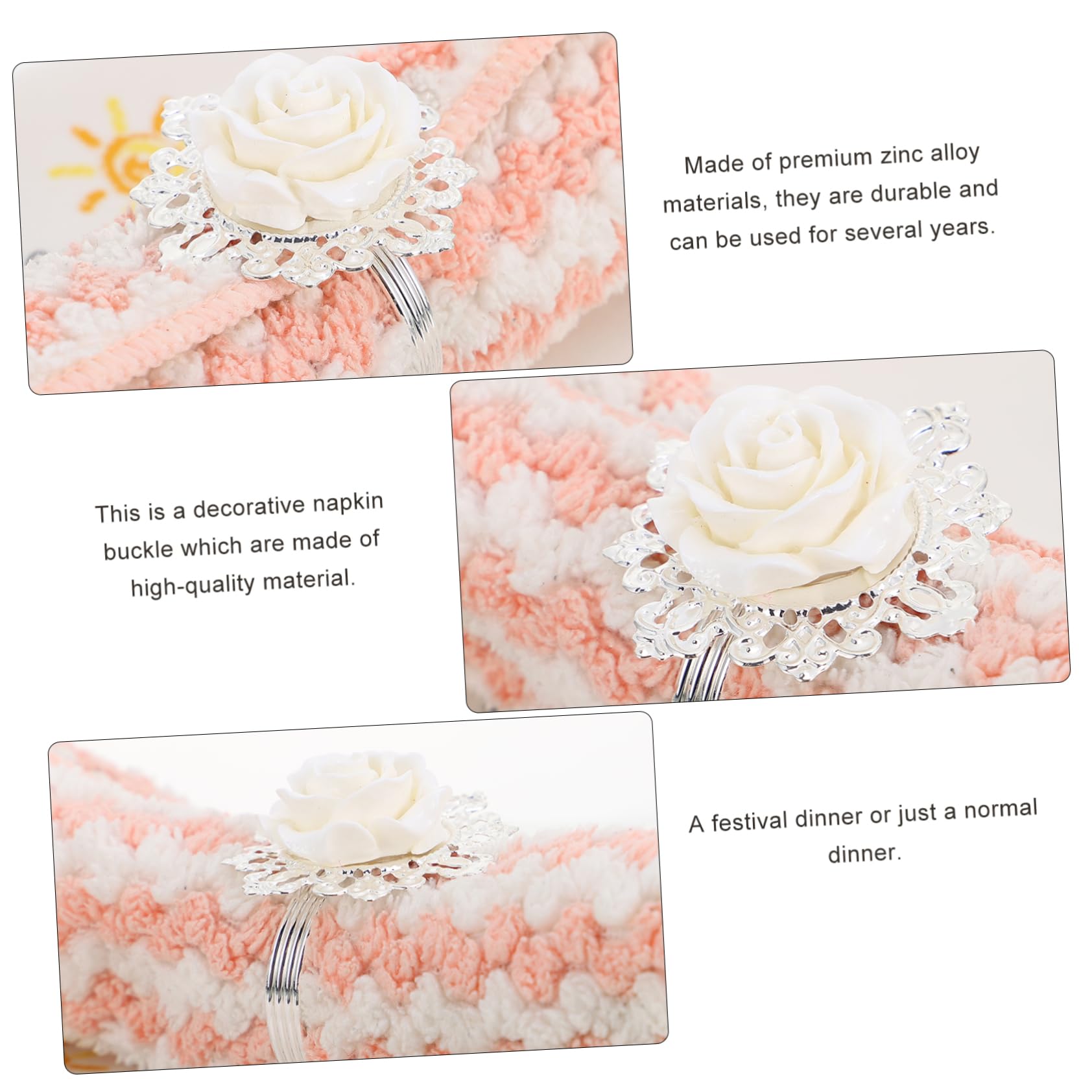 OUNONA 2 Series Anillo De Servilleta para Acción De Gracias Servilletero Anillos para Decoración Floral De Boda Decoración Rústica De Rosas Hebilla De Servilleta 12 Piezas