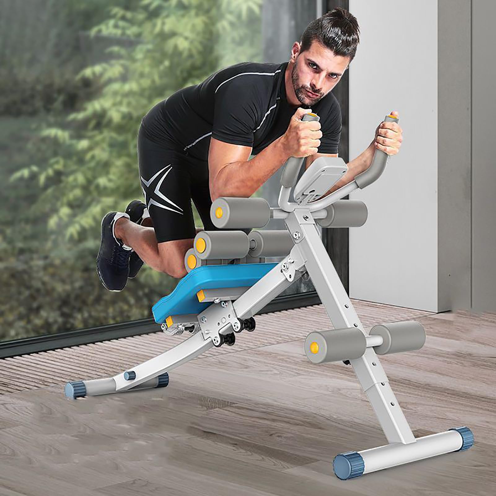 Macchina per allenamento addominale con altezze regolabili, macchina pieghevole per esercizi addominali e core, attrezzatura per allenamento addominale per palestra domestica, personal trainer, blu