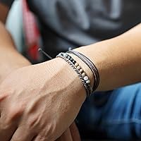 Vista 15 de Handmade Natural Stone Beaded Healing Bracelet Gift for Men Adjustable Rope String Bracelet (picasso jasper, Adjustable)