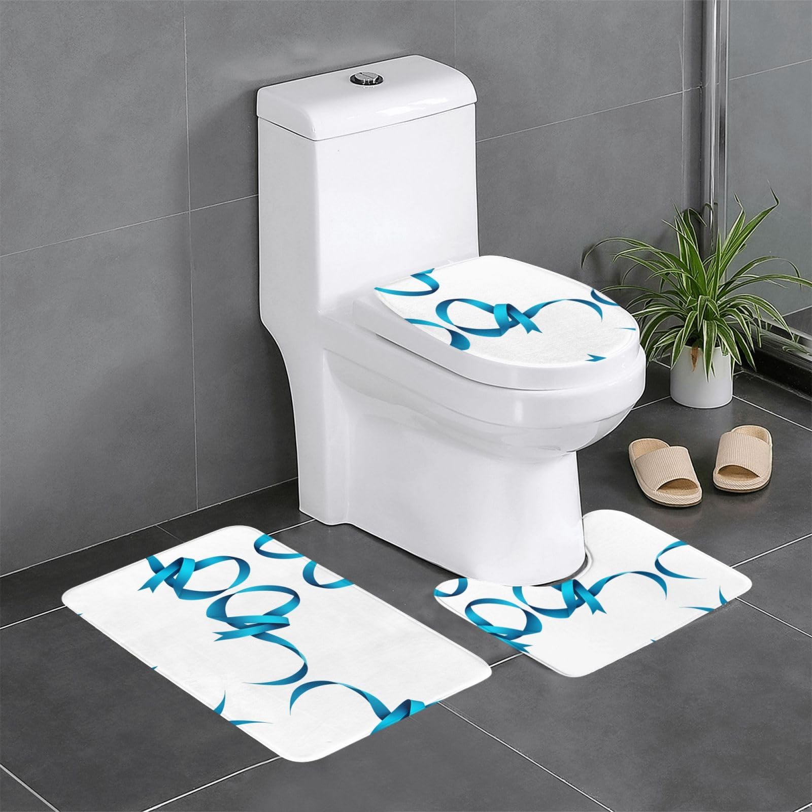 Tapis de salle de bain antidérapants aux rubans colorés pour coiffeuse