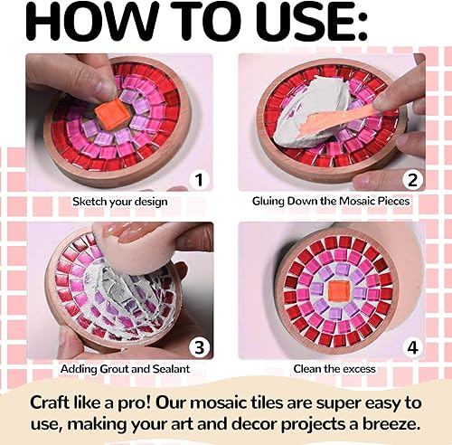 Miniatura 7 de Azulejos de mosaico de vidrio de 1.1 libras, azulejos de mosaico de cristal irregulares para manualidades a granel y kit de pequeños escalones,