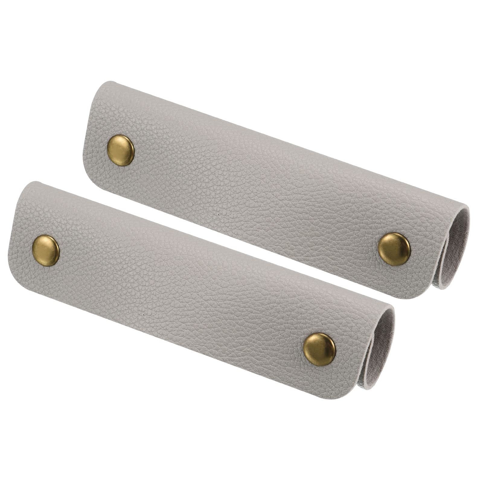 PATIKIL Luggage Handle Wrap, 2 Pack PU Handbag Grip Cover Protector Identifier with Clasp for Suitcase Grocery Shopping Bag Gray