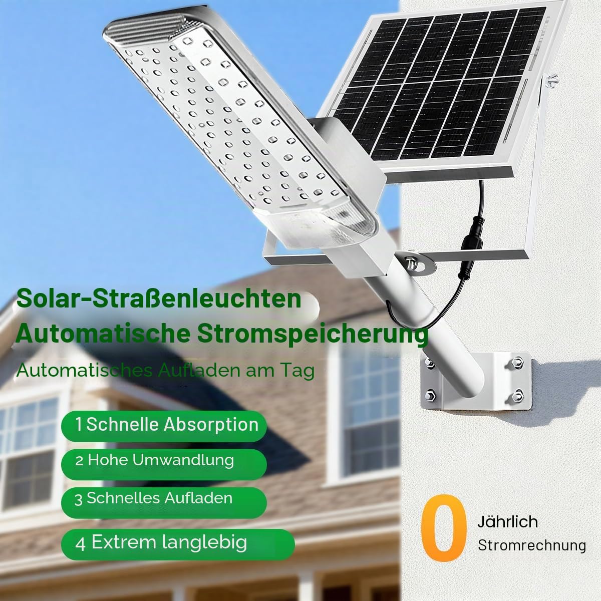 Outdoor Solar Street Light (6000mAh, 2 Pack) - IPX4 Waterproof LED Lamp with Remote Control for Yard/Garden/Pathway