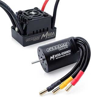 Surpass Hobby RC Brushless Motor ESC Combo Waterproof M3650 4500KV Brushless Motor and 60A ESC Combo Set for 1/10 Remote Control Cars Trucks Off-Road Vehicle