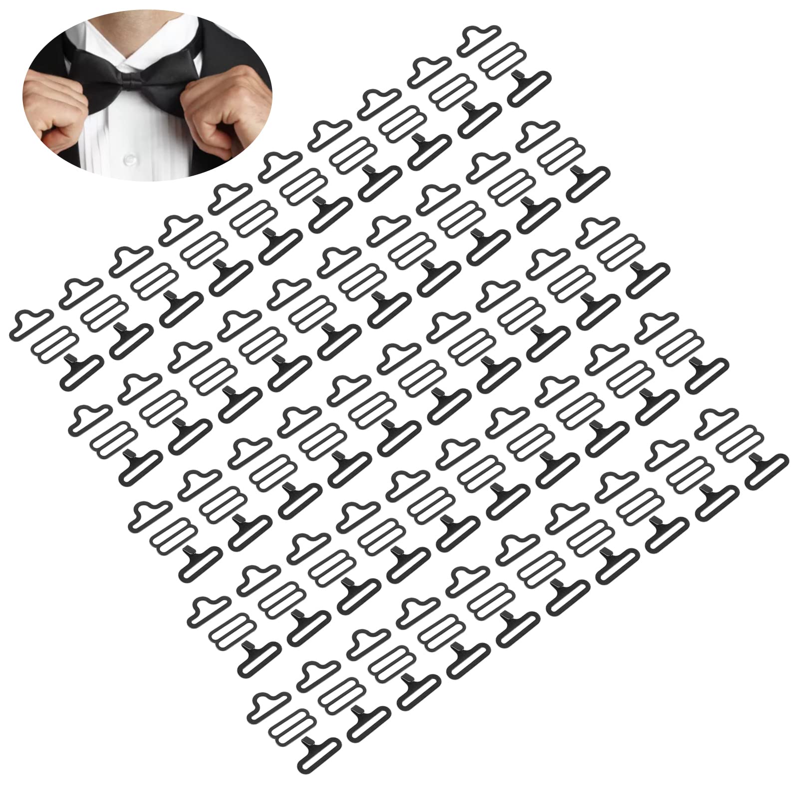 Vlinderdas hardware Fydun Vlinderdas Clips 50sets Metalen Verstelbare Vlinderdas Hardware Cravat Clip Haak Bevestiging Stropdas Riem, Metaal Koper
