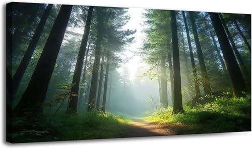 Miniatura 10 de 24"x 48" Canvas Wall Art Mountain Rustic Lake Landscape Nature Forest Scenery Vintage Boat Framed Pictures Painting Prints Large Wall Art for Living