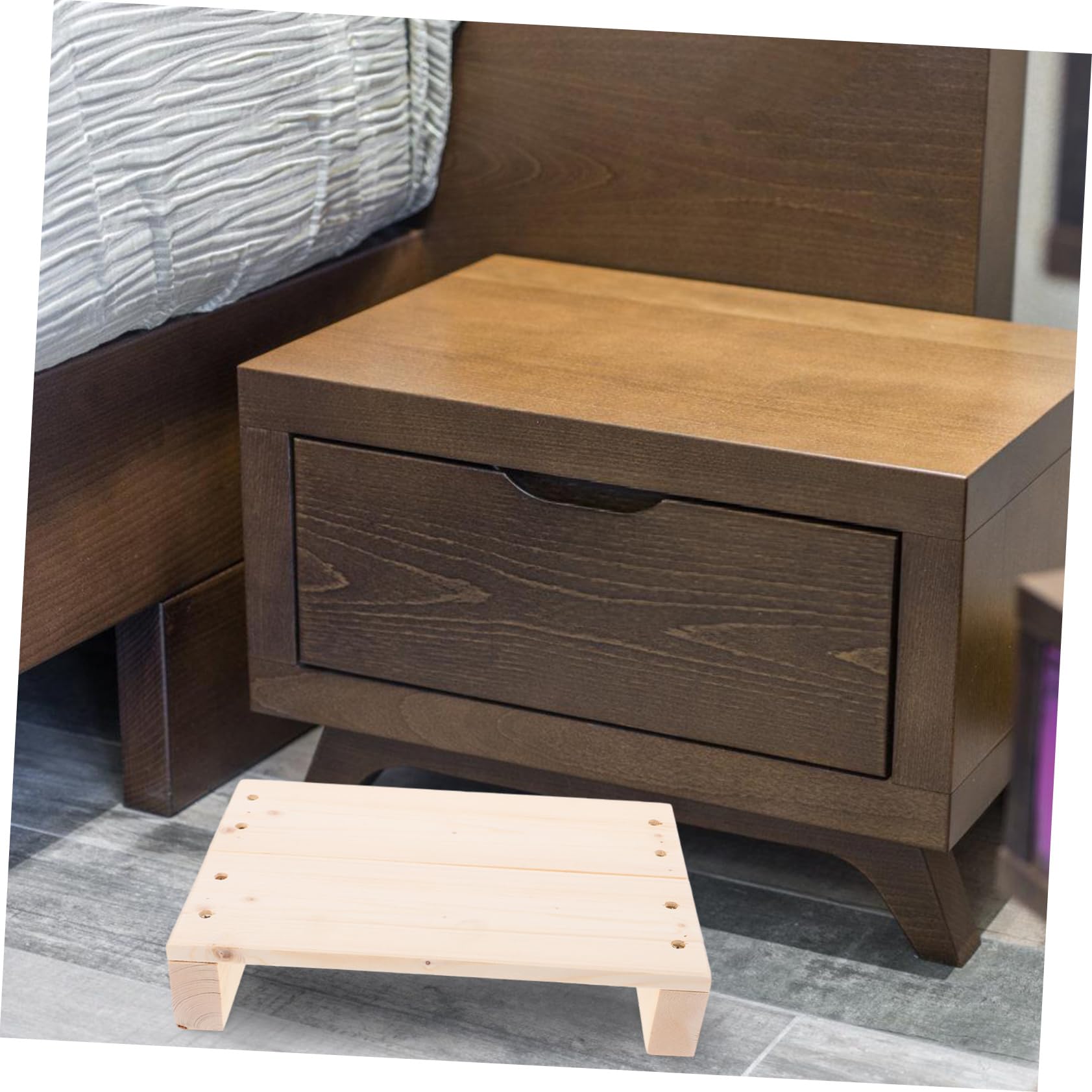 Holz Fußhocker 30X20X6Cm Tritthocker Für Erwachsene Und Kinder Mit Anti-Rutsch-Aufklebern Vielseitiger Holzschemel Für Küche Schlafzimmer Und Badezimmer Innen Und Außen