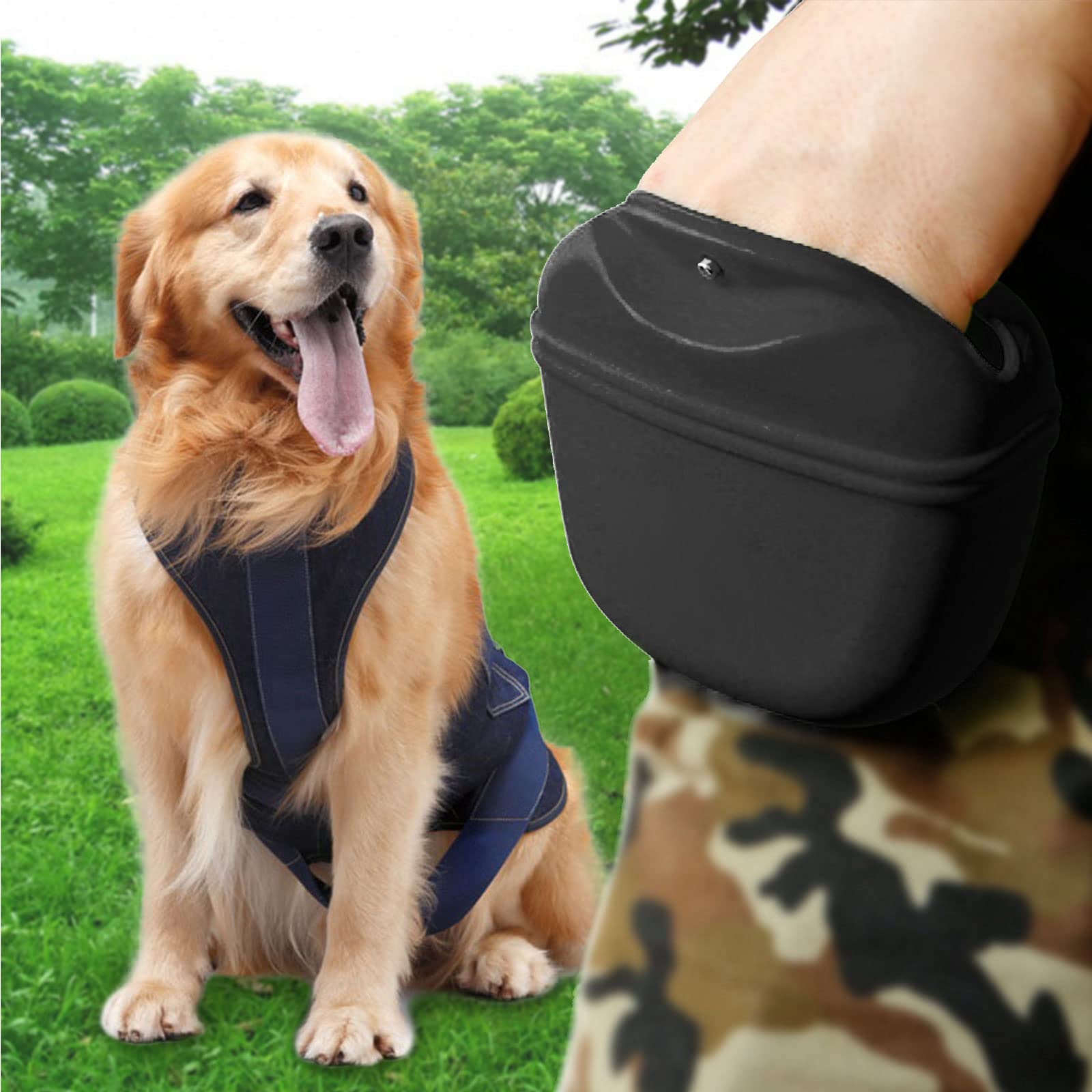 TSHAOUN 2Pcs Bolsa de Comida para Perros de Silicona Bolsa de Entrenamiento,Bolsa para golosinas para Perros para la Cintura para Entrenamiento de Perros,con Clip para la Cintura (2 PCS)
